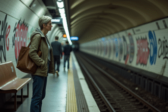 Femme dans le metro parisien au style urbain