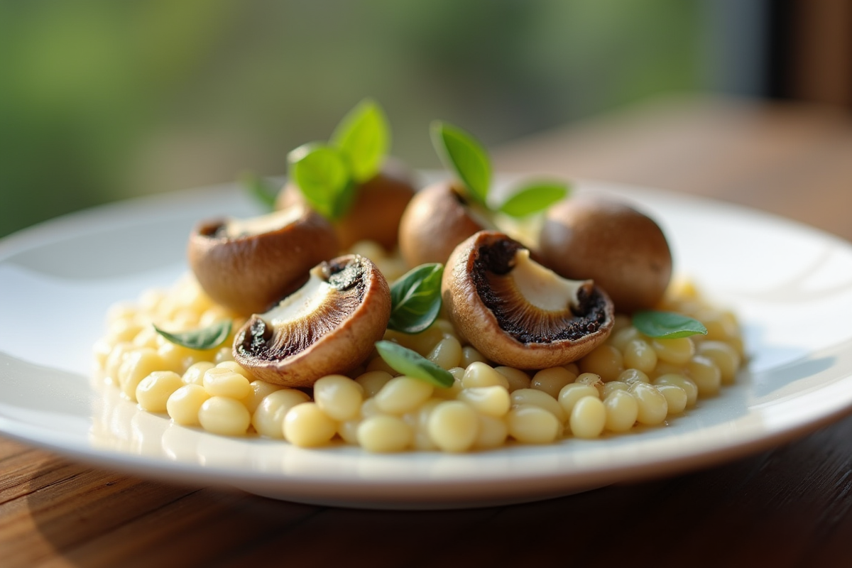 Assiette gourmande de girolles sur risotto appétissant
