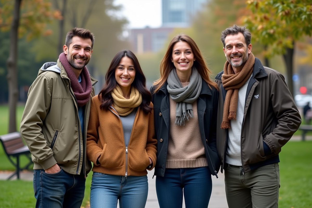 Groupe d adultes dans un parc urbain en plein air