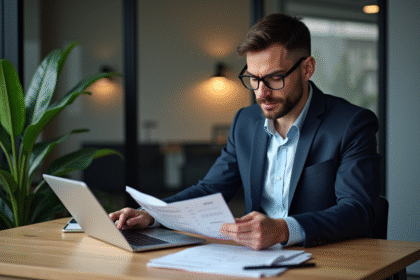 Homme d'affaires en costume dans un bureau moderne