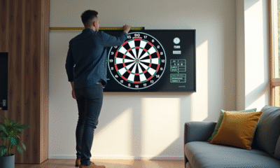 Salon moderne avec personne mesurant un dartboard digital